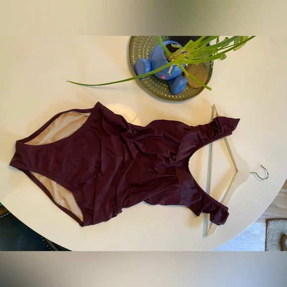Eggplant Ruffle One Piece suit - Picture 3 of 4